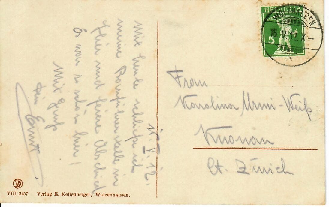 Cartoline postali: Walzenhausen  1912 – Usato da Hochdorf venduto da Ziegel-16 1