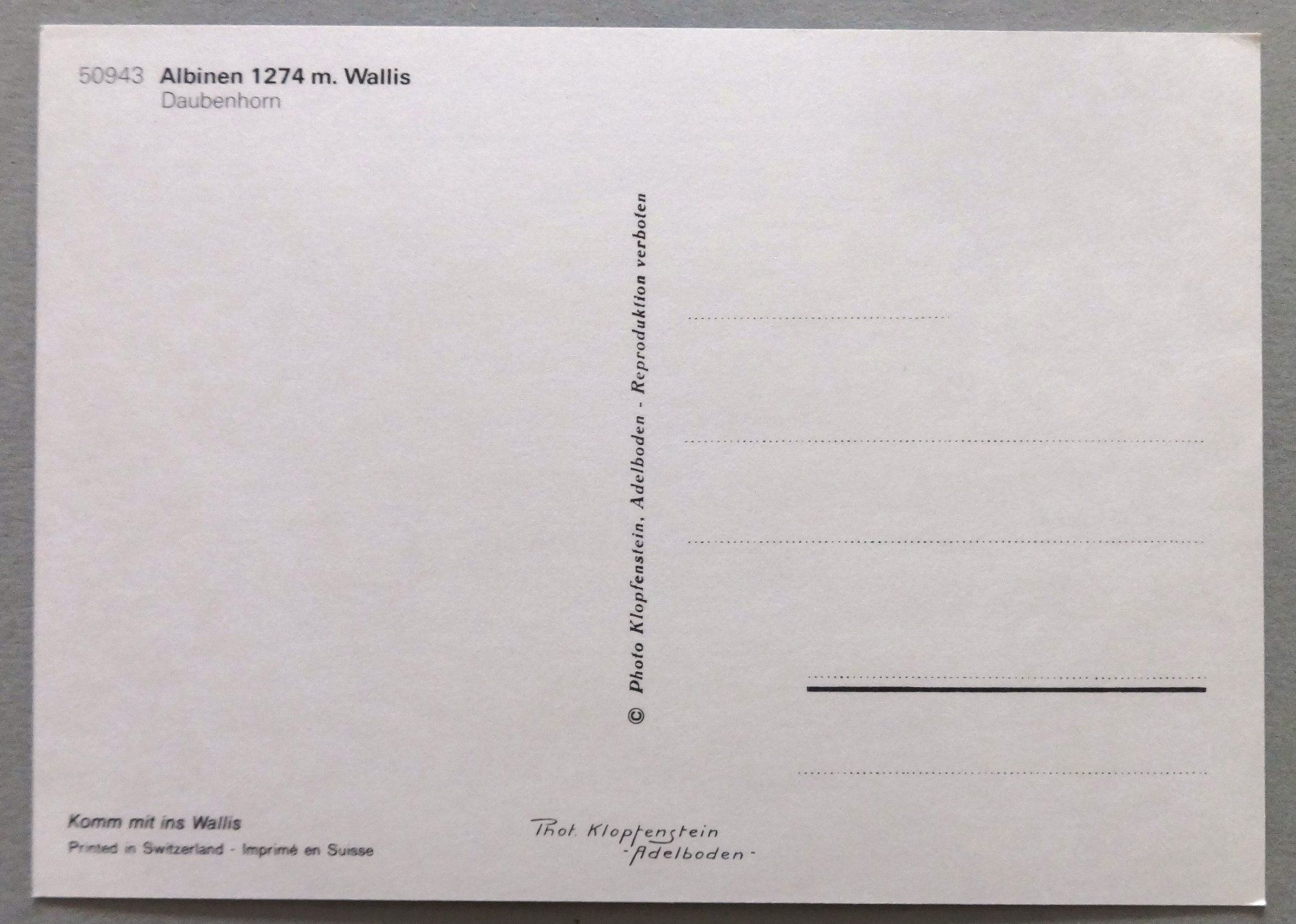 Cartoline postali: Albinen 1274 m, Daubenhorn – Usato da Fétigny venduto da Billy2miny 1