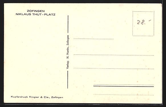 Cartoline postali: Zofingen, Brunnen am Niklaus Thut-Platz – Usato da Berlin venduto da bartko-reher 1