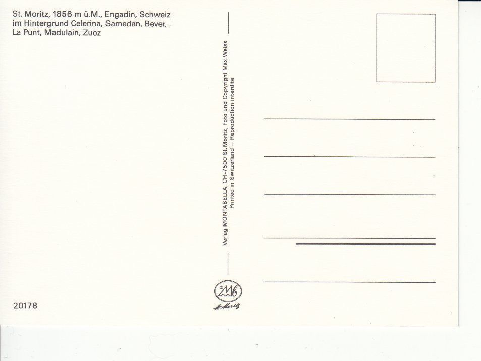 Cartoline postali: St. Moritz 9 um 1995 – Usato da Bürglen TG venduto da StampGraf 1