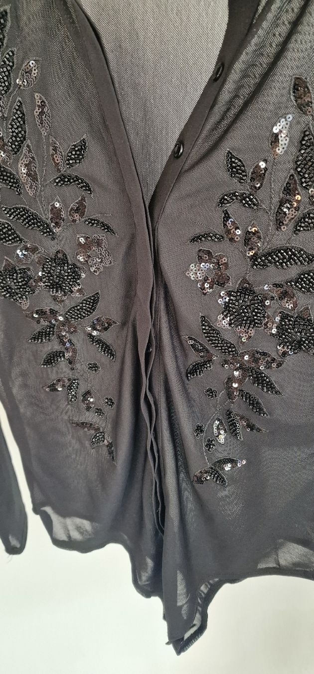 Tops: Schwarzer Body mit Pailletten Gr. M transparent elegant – Neu (gemäss Beschreibung) aus Werdenberg von Siril1 1