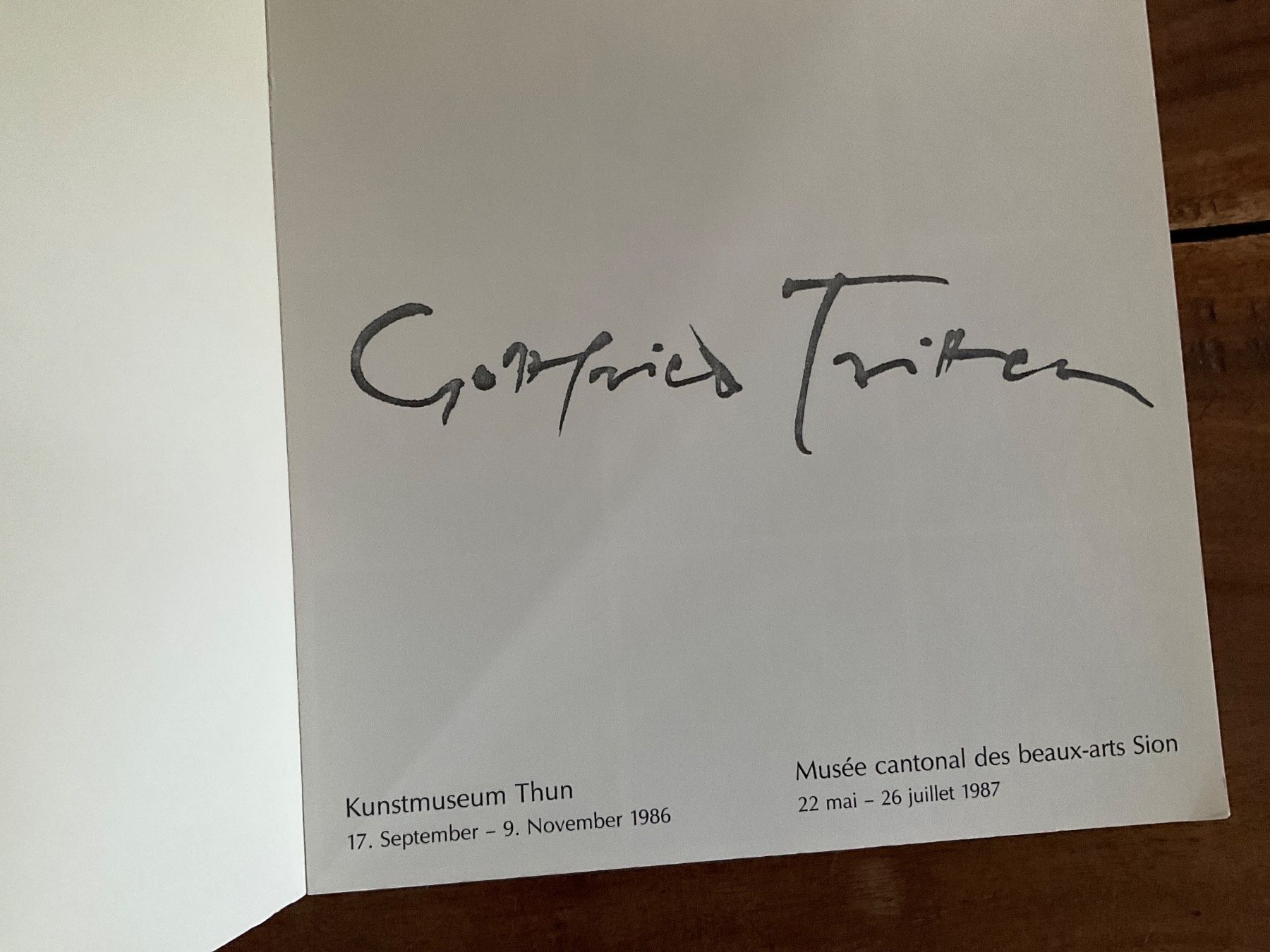 Bücher: Catalogue exposition Gottfried Tritten, 1986 – Gebraucht aus Avenches von Lactobacille 1