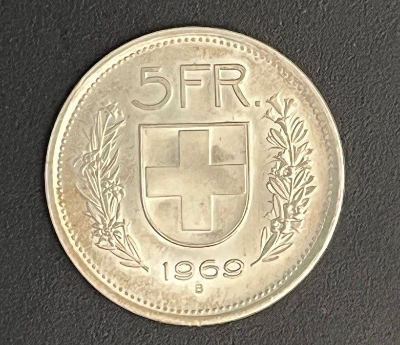 Alle Münzen: 5 FRS 1969 UNZ ! – Neu (gemäss Beschreibung) aus Courgenay von Kolfree