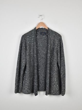Luisa Spagnoli Cardigan, grau mit Pailletten, Gr.L