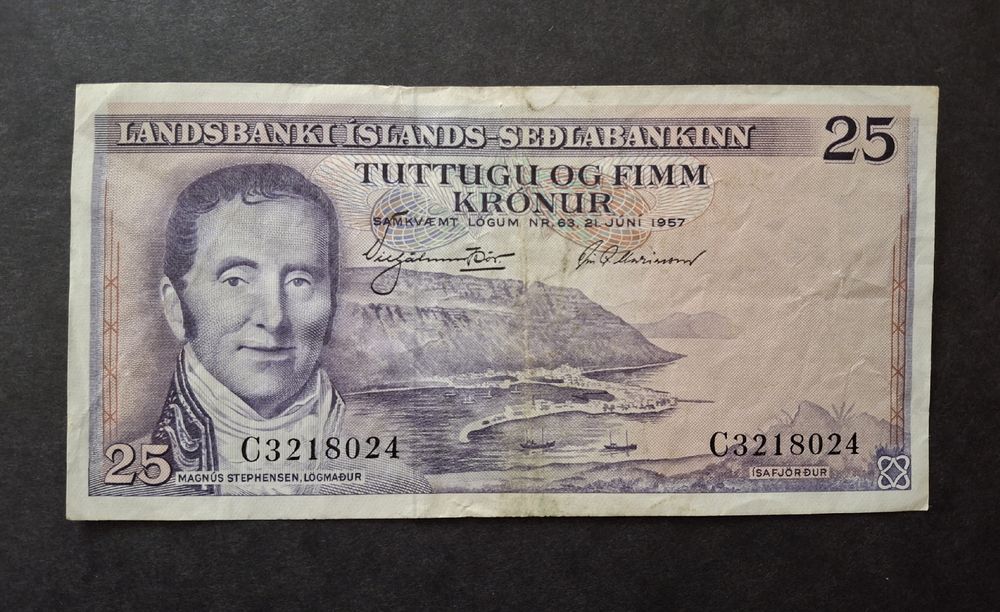Isländische 25 Kronur Banknote von 1957 - Selten! (Gebraucht) in Zürich ...