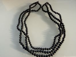 Schwarze Bernsteinkette, 50 cm