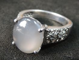 Silber 925 Fingerring mit Mondstein und Topas Gr. 54