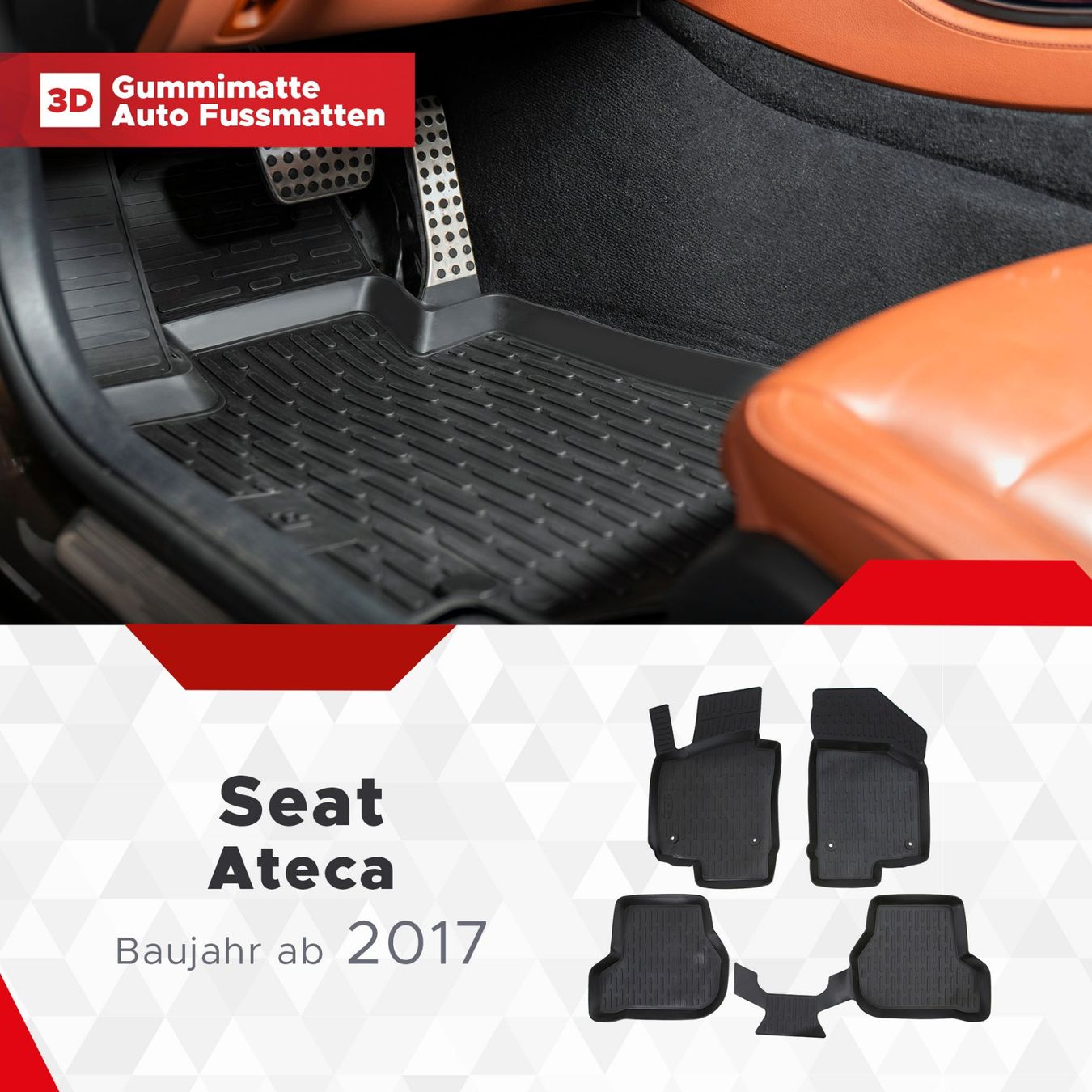 Seat Tappeti & Tappetini: 3D Seat Ateca Fussmatten ab 2017 – Nuovo e nell'imballaggio originale da Zürich venduto da MyFussmatten