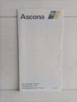 Brochure Catalogue Tarif Opel Ascona 1985 (Suisse)
