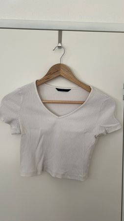 Weißes Rib Crop Top