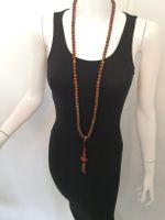 🤩BOHO-CHIC ETHNO HOLZ MALA-HALSKETTE & HÄKEL-ANHÄNGER