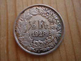 (P2) 1/2 Franken 1928 UNZ-