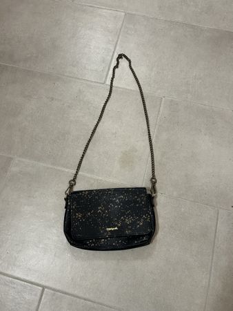 Borsa a tracolla Desigual nera e oro, come nuova