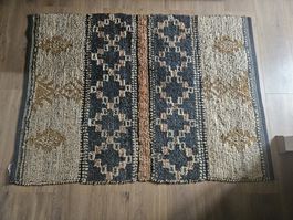 Teppich naturfarben/dunkelblau 120x170 cm guter Zustand