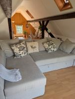 IKEA Holmsund Schlafsofa mit Recamiere und Kissen– Beige💫