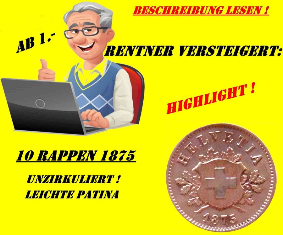 10 Rappen 1875 unzirkuliert HIGHLIGHT ! Kaufen auf Ricardo