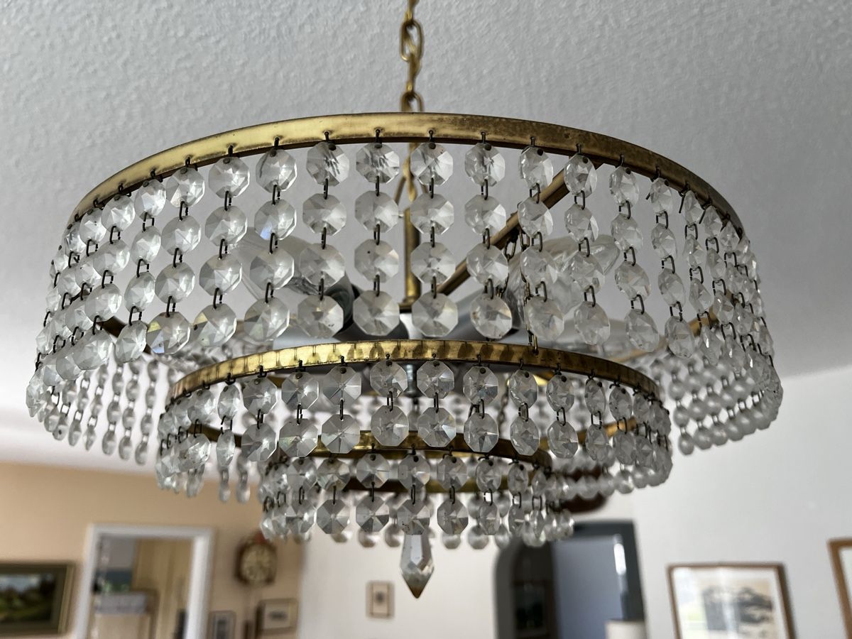 Lustres & lampes de plafonds: Deckenleuchte Kristallen goldfarben gebraucht – D'occasion à Neuenegg par Magosaurus