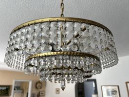 Deckenleuchte Kristallen goldfarben gebraucht