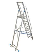 Stufenstehleiter, mit grosser Plattform, Aluminium, mit 9 St