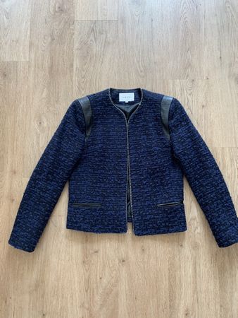 Veste effet tweed en laine avec empiècement en cuir Sandro