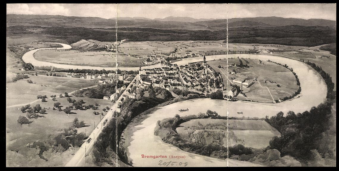 Cartoline postali: Klapp-AK Bremgarten /Aargau, Gesamtansic – Usato da Berlin venduto da bartko-reher