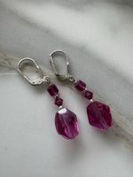 925 Silber Ohrringe mit Swarovski Kristallen – Fuchsia Pink