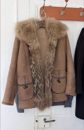Ventcouvert Lammfelljacke mit Pelzbesatz braun Grösse S