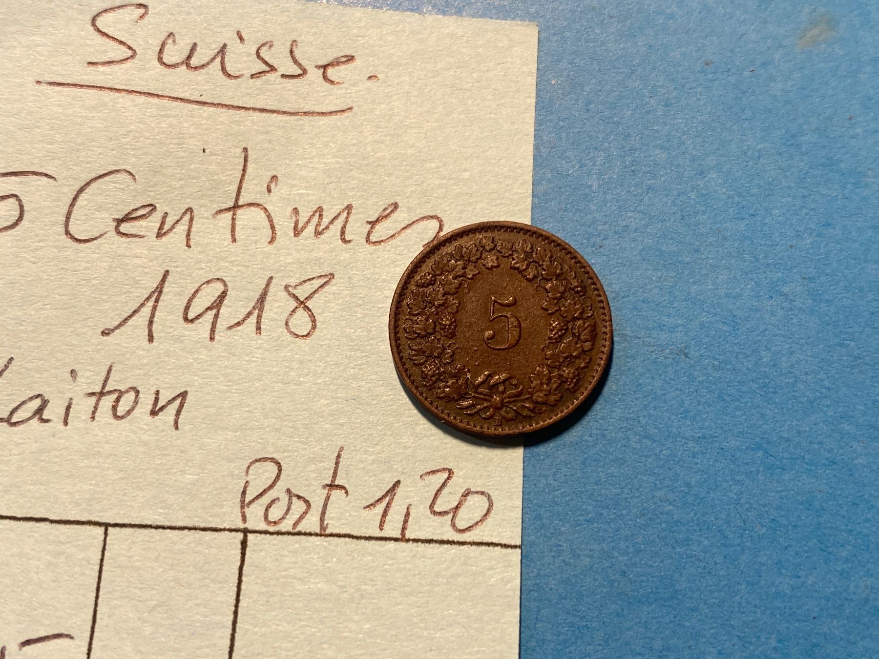 Alle Münzen: SUISSE : 5 CENTIMES 1918 - LAITON – Gebraucht aus genève von GEnumist 2