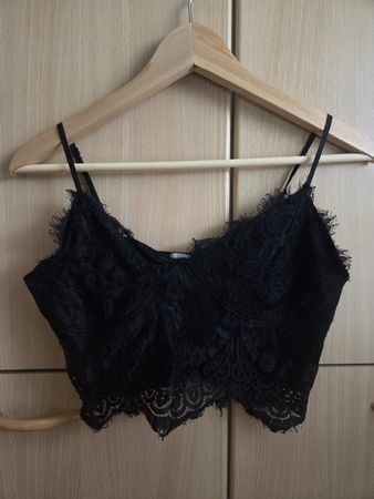 Amisu Lace Crop Top black Size L used 