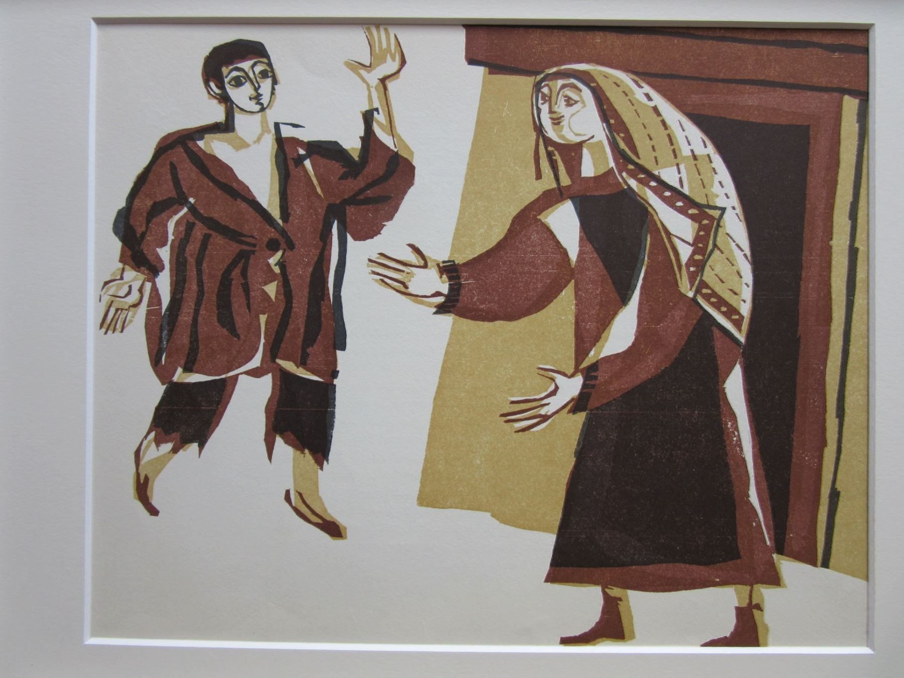 Xilografie: HANNS STUDER HOLZSCHNITT 1950/60 MIT PASSEPARTOUT 30X40CM – Usato da Gersau venduto da grafik-kunst 1