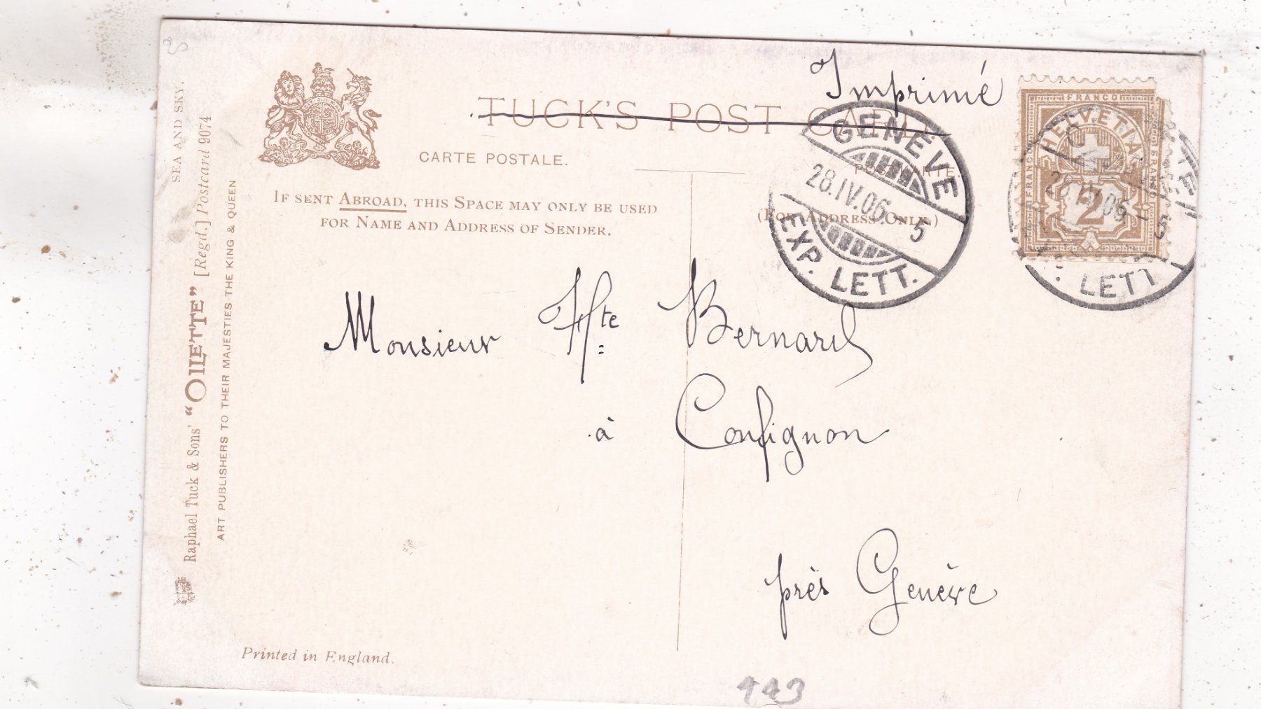 Cartes postales: Kitsch Landschaft Meer 1906 – D'occasion à Herisau par Lisegrat2008 1