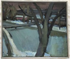 Felix Kohn (1922-2000) - Öl auf Leinwand -Dämmerung am Fluss