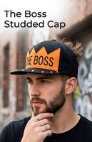 The Boss“ Kappe aus Baumwolle, schwarz, mit Nieten, neu