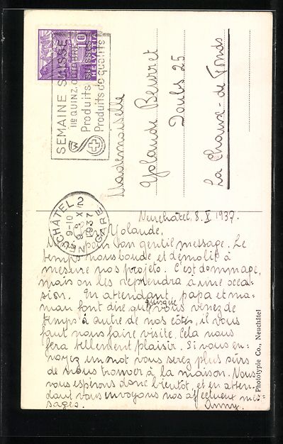 Cartoline postali: AK Valangin, Ortspartie mit Tor, 1937 – Usato da Berlin venduto da bartko-reher 1