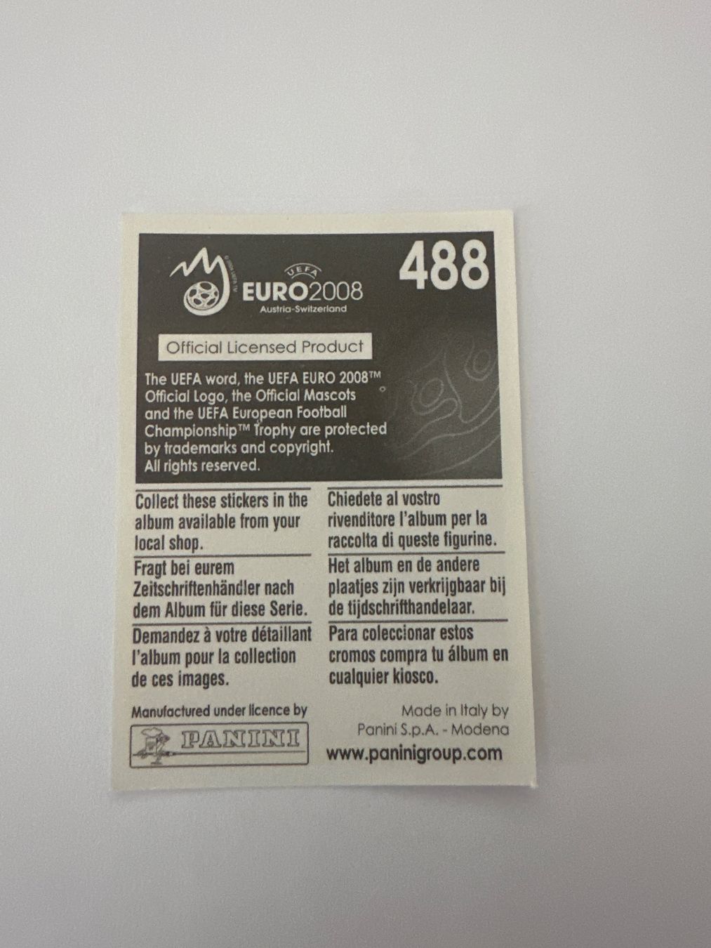 Panini Cartes à collectionner: Panini UEFA EM 2008 Sticker - Nr. 488 – D'occasion à Sulz AG par DealWerk 1