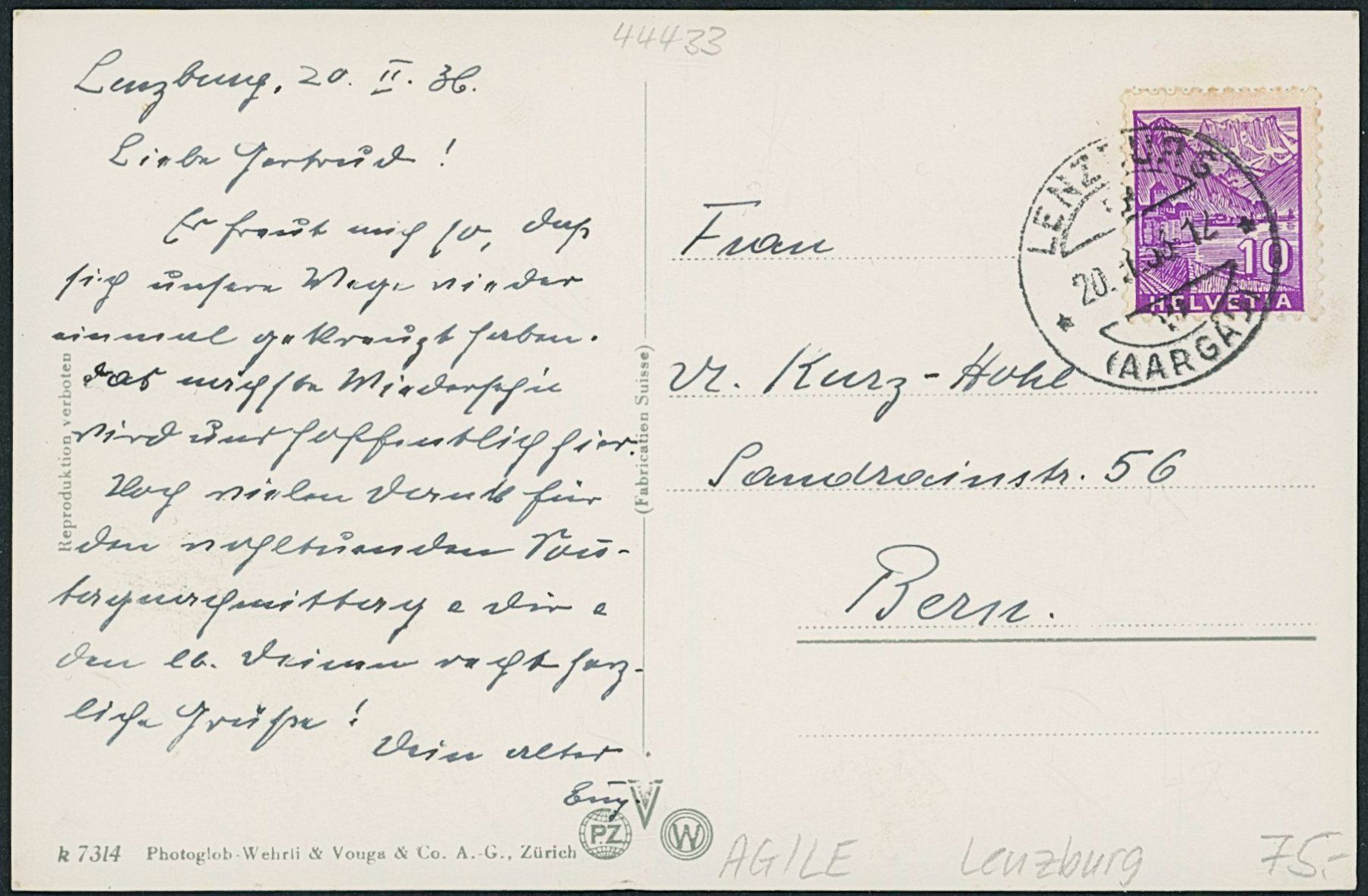 Cartoline postali: AG Lenzburg – Usato da Schindellegi venduto da stationary 1