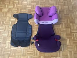 Kindersitz Cybex lila mit Sitzunterlage gebrauchter Zustand