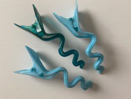 Haarspangen, 3er Set, türkis&blau, C Wave