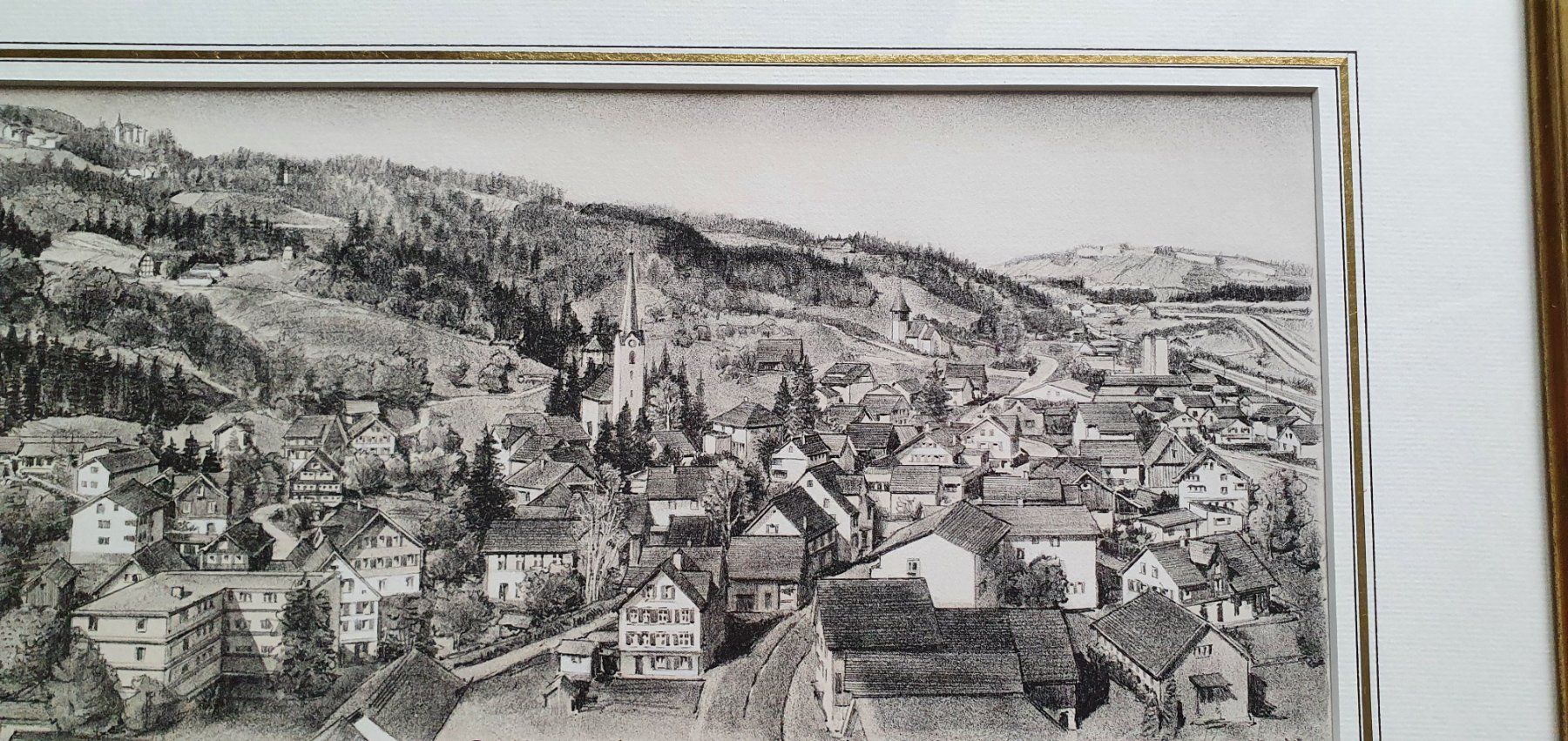 Grafiken & Lithographien: St.Margrethen - Litho im Goldrahmen – Gebraucht aus Kreuzlingen von Rschweiz1 3