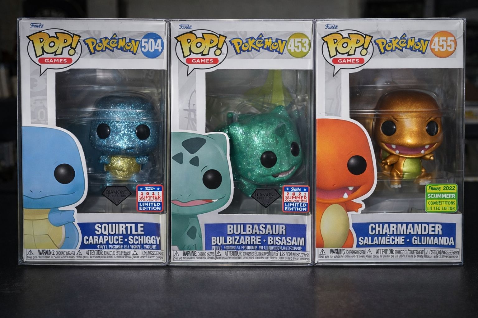 Funko Statuette: Funko Pop Bulbasaur + Squirtle Diamond + Charmander Metallic – Usato da Villars-sur-Glâne venduto da K6fois2