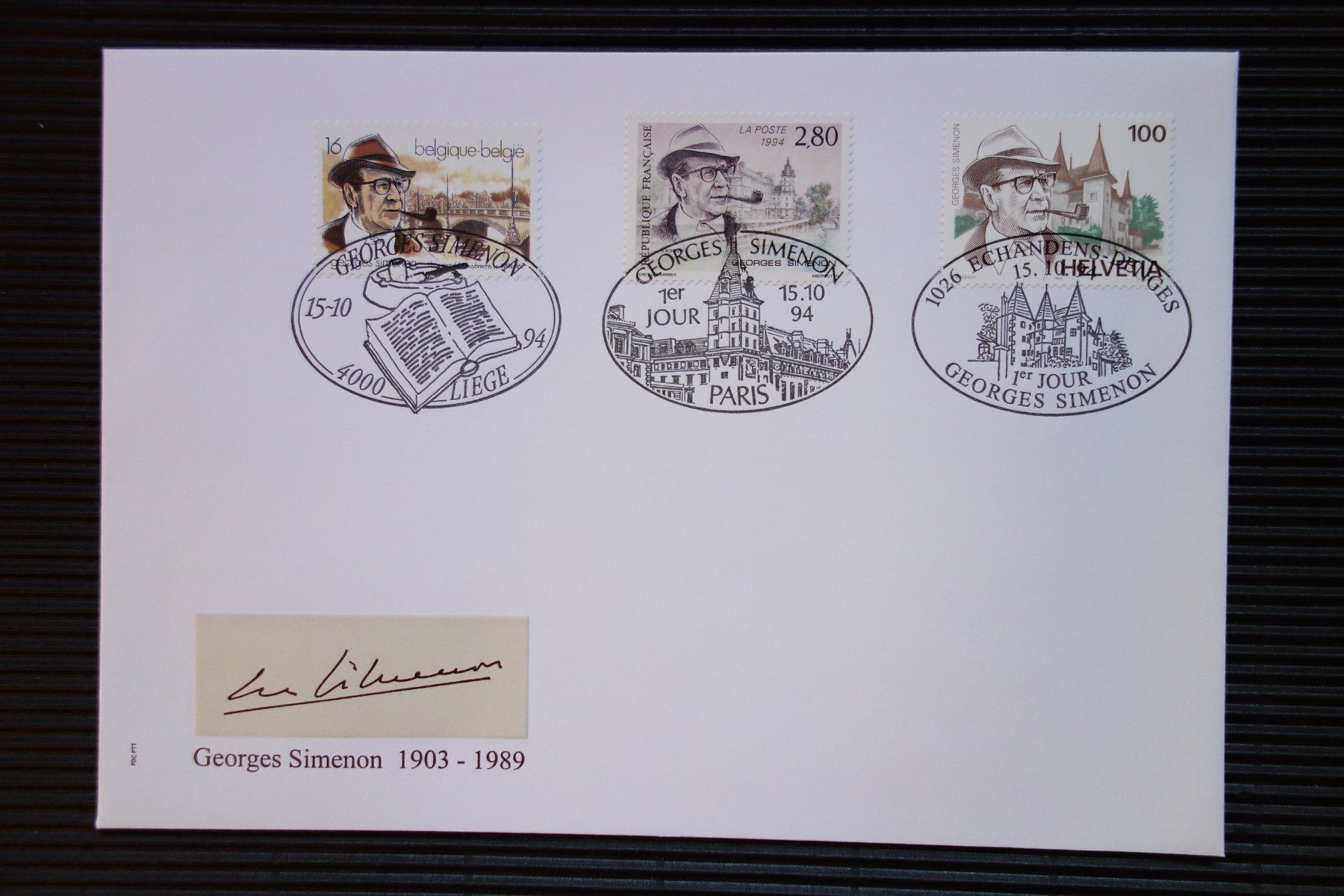 Tutti i francobolli: 1994 FDC Midibrief Georges Simenon – Usato da Mettmenstetten venduto da Sutasso