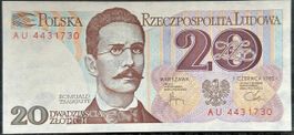20 Zloty Geldschein Polen, 1982, Top Zustand, Rarität