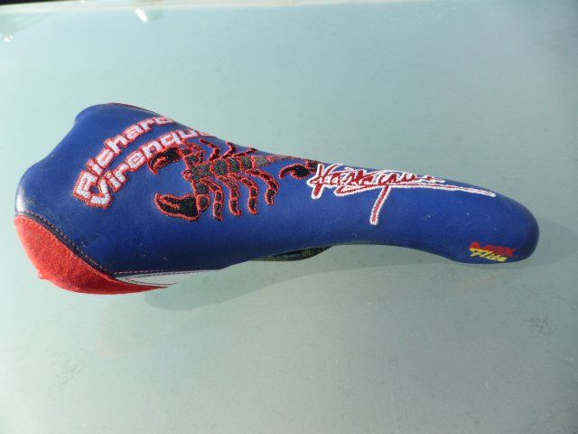 Selle De Vélo De Route Vintage Selle Italia FLITE MAX VIRENQUE - Bleue - Occasion En Mauvais état