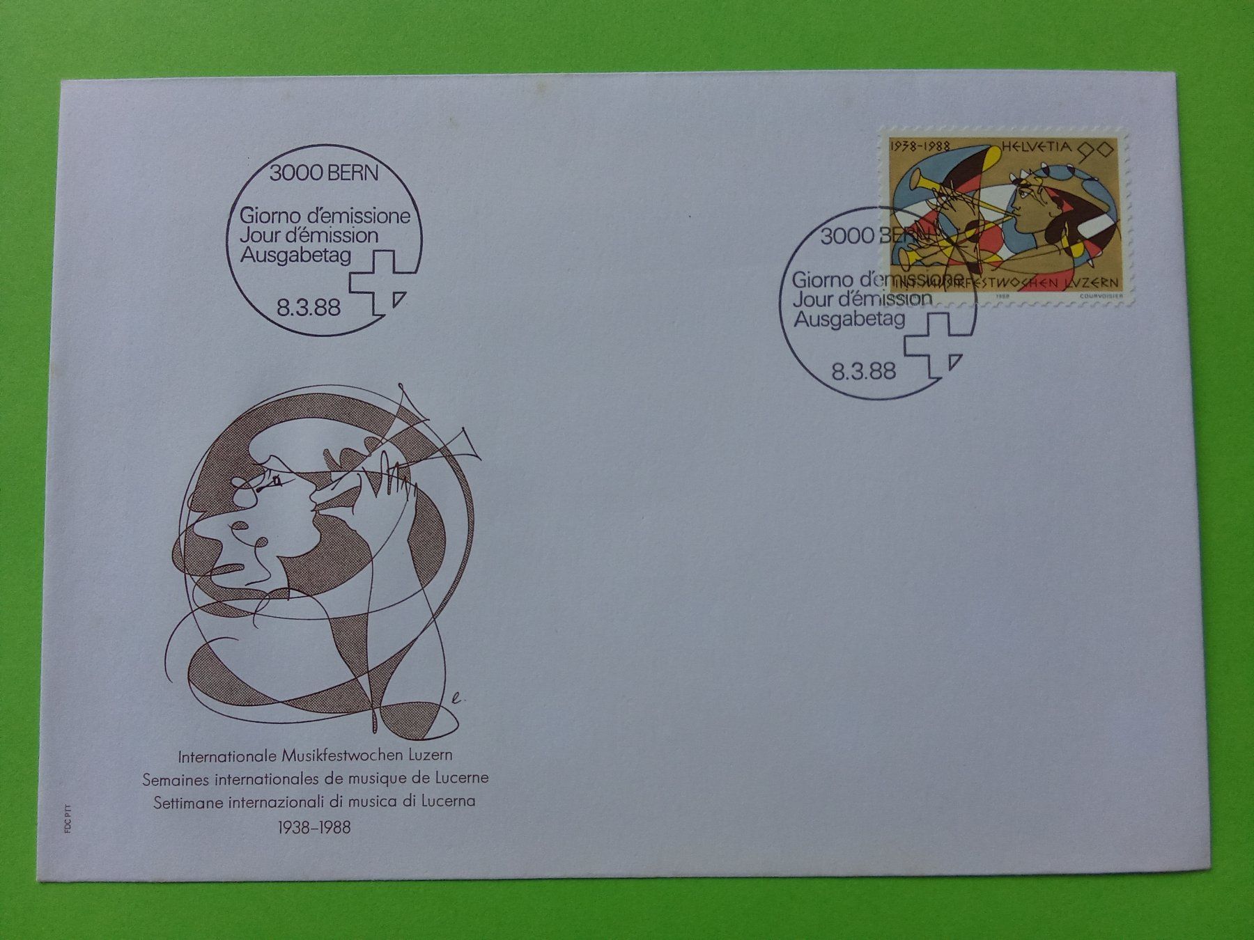 Alle Briefmarken: Ersttagsbrief Bern 8.3.1988 – Neu (gemäss Beschreibung) aus Bilten von Bora3