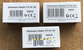 LOT GLÜHLAMPEN ADAPTER E14 JEWEILS 3ER SET NEU
