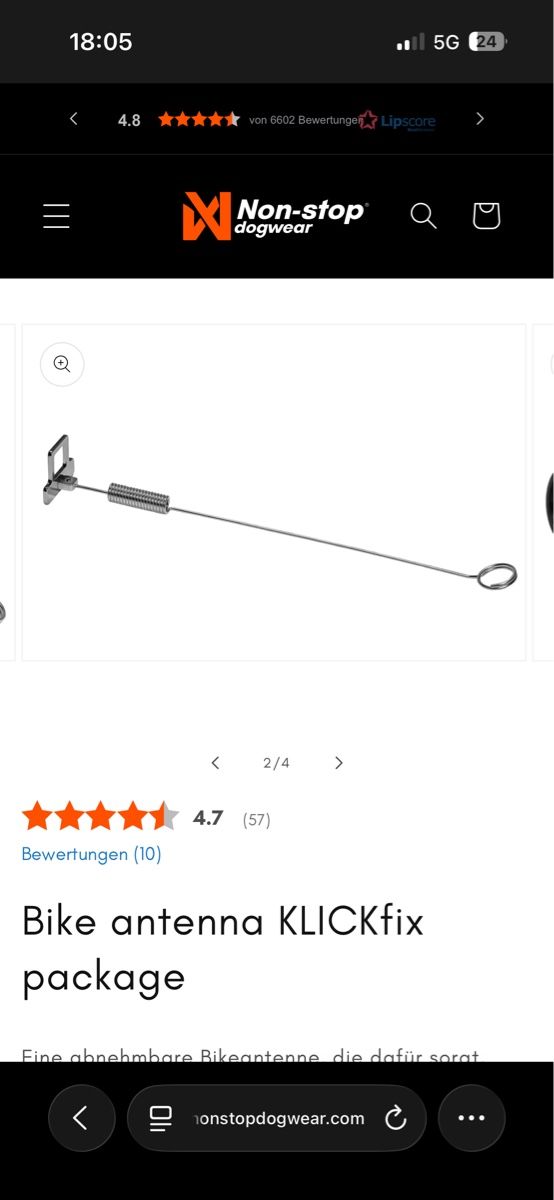 Pezzi di ricambio: Non-stop Bike antenna KLICKfix package – Usato da Scuol venduto da SilvanaE14 1