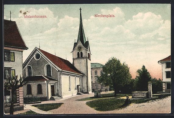 Cartes postales: Walzenhausen, Kirchenplatz mit Brunnen – D'occasion à Berlin par bartko-reher