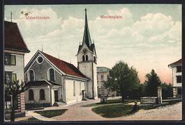 Walzenhausen, Kirchenplatz mit Brunnen