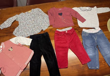 7-teiliges Mädchenset Gr. 80 Cordhose Shirt Bluse