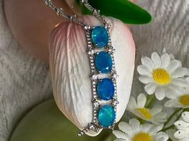 Blue Opal Halskette, Asymetrisch Silber 925